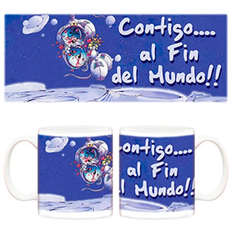 Taza Feliz San Valentín Contigo al fin del mundo