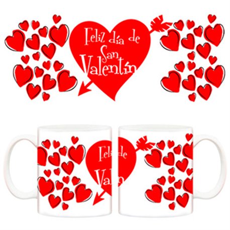 Taza Felíz día de San Valentín enamorados