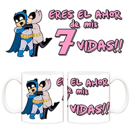 Taza Batman y Catwoman Eres el amor de mis 7 vidas!!! R