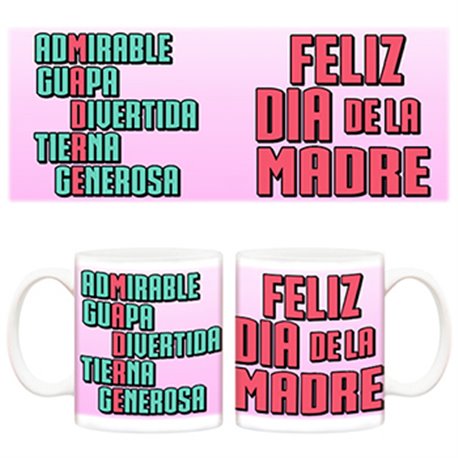 Taza Feliz día de la madre adjetivos