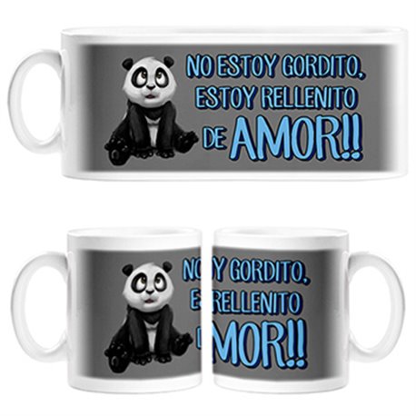 Taza para regalar a mi novio panda no estoy gordito, estoy rellenito de amor