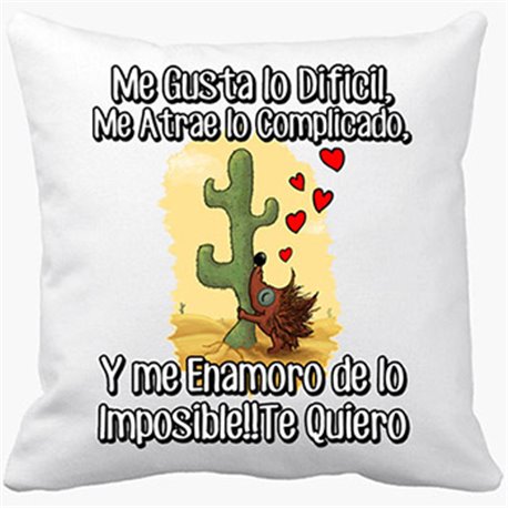 Cojín con relleno de amor frase San Valentín me enamoro de lo imposible