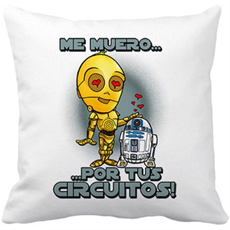 Cojín con relleno parodia para friki enamorados me muero por tus circuitos