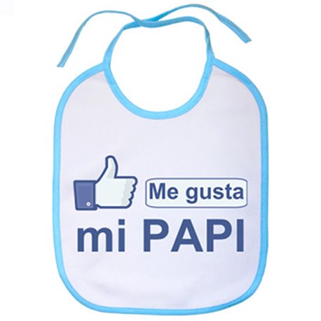 Babero Me gusta mi papi blanco azul