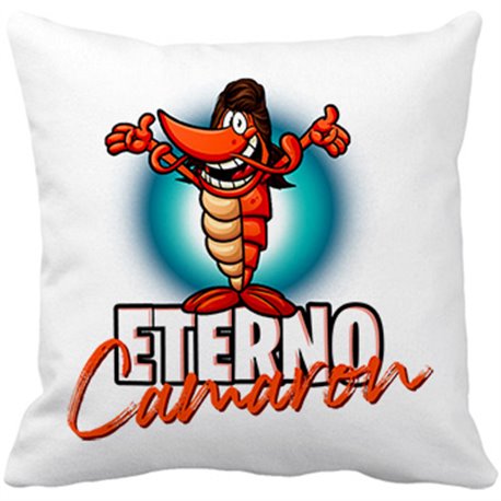 Cojín con relleno ilustración parodia divertida eterno camarón el crutáceo