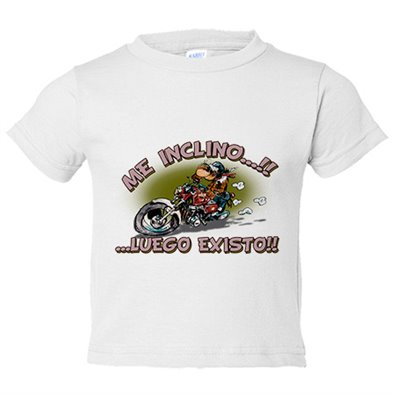 Camiseta bebé para moteros me inclino luego existo