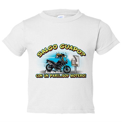Camiseta bebé Salgo guapo Radar con un par soy motero