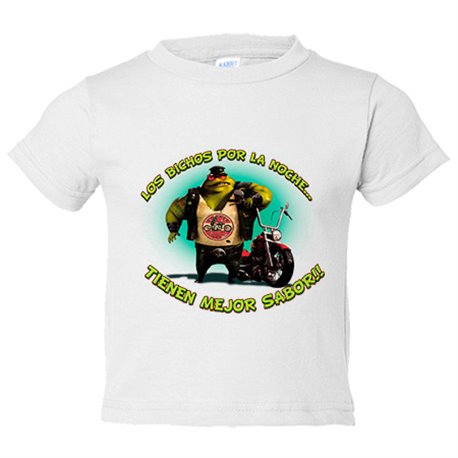Camiseta bebé para moteros los bichos por la noche tienen mejor sabor