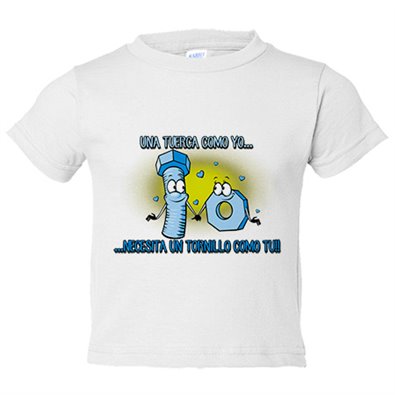 Camiseta bebé una tuerca como tu necesita un tornillo como yo frase amor San Valentín