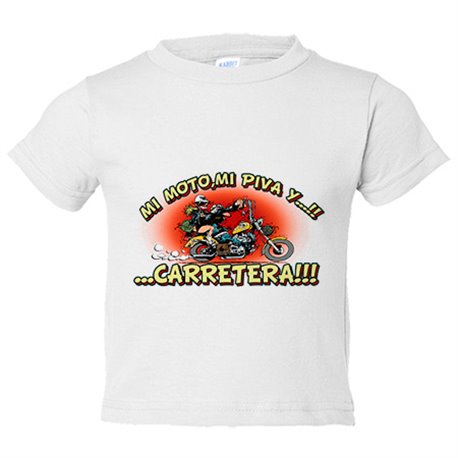 Camiseta bebé mi moto mi piva y la carretera motero