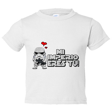Camiseta bebé parodia de las galaxias mi imperio eres tu regalo amor friki San Valentín