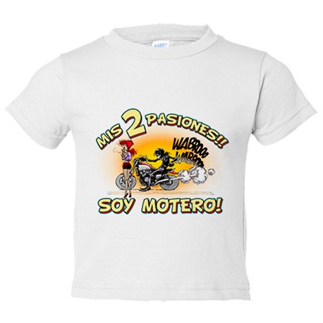 Camiseta bebé mis dos pasiones mi moto y mi chica soy motero