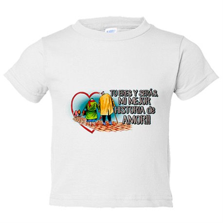 Camiseta bebé tu eres y serás mi mejor historia de amor San Valentín